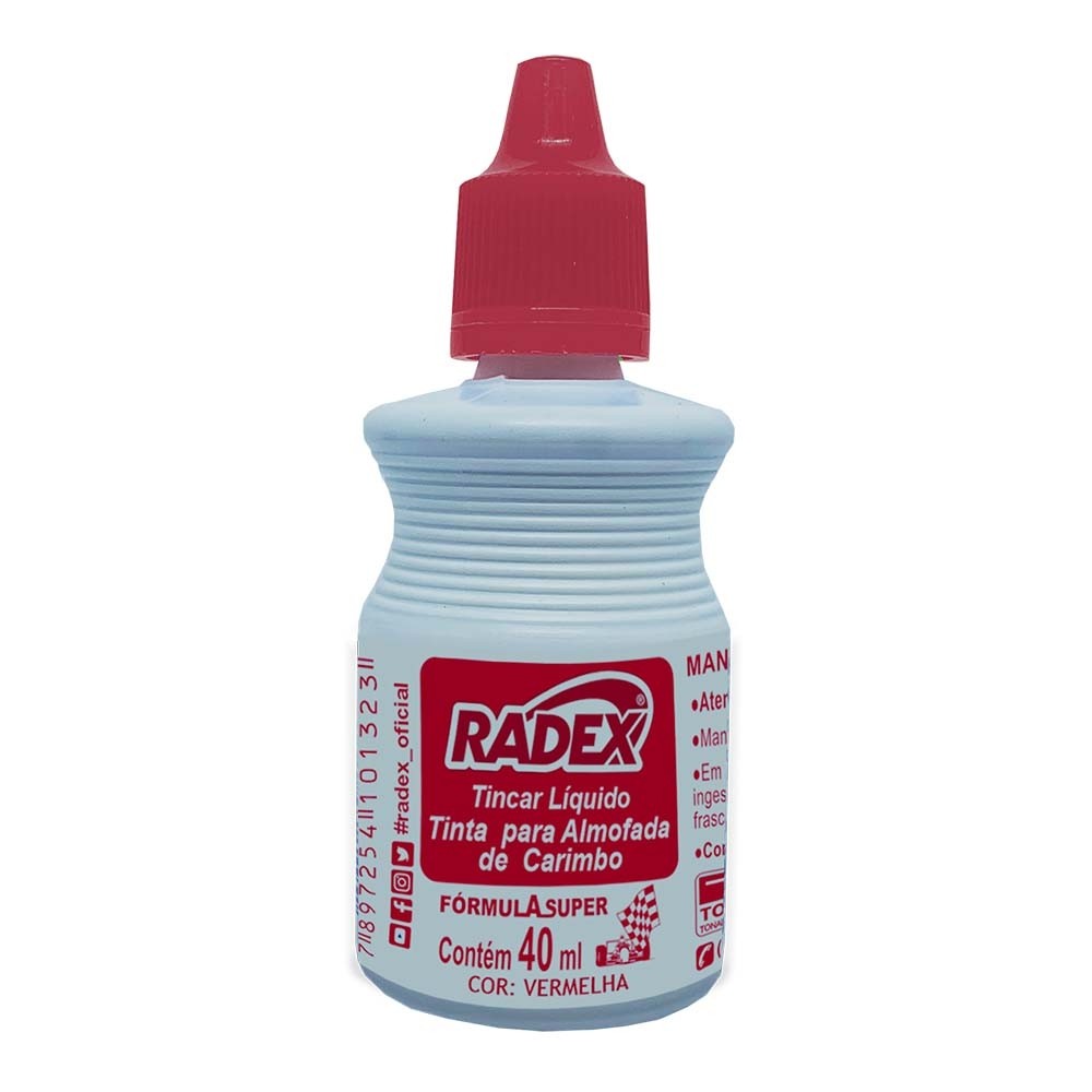 TINTA P/CARIMBO SUPER RADEX 40ML VERMELHA