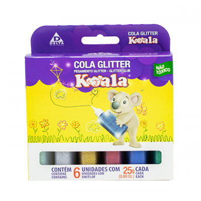 COLA GLITER KOALA C/6 25G SORT REF 5825