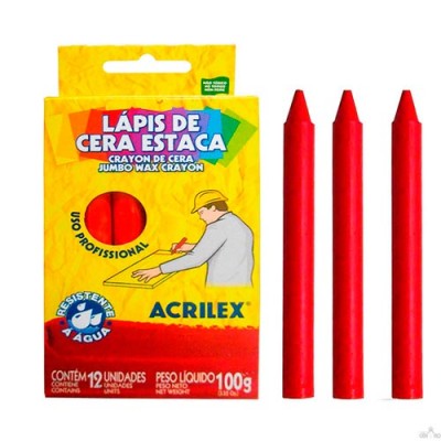 LAPIS ESTACA C/12 ACRILEX 9110 507 VERMELHO