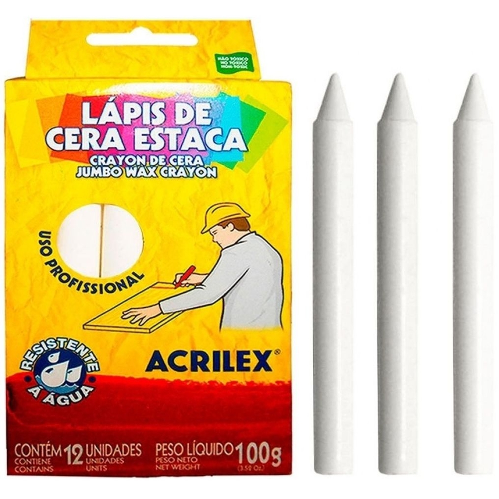 LAPIS ESTACA C/12 ACRILEX 9110 519 BRANCO