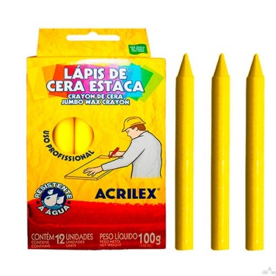LAPIS ESTACA C/12 ACRILEX 9110 504 AMARELO LIMAO