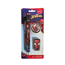 KIT MOLIN ESCOLAR SPIDERMAN COM 5 ITENS BLISTER