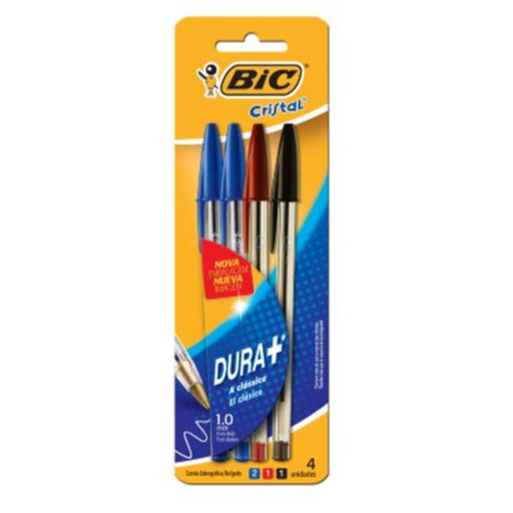 CANETA BIC BLISTER CRISTAL C/4 S1 878709