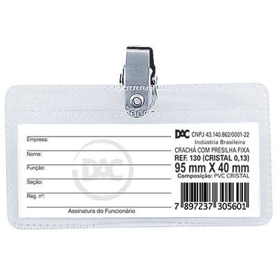 CRACHA DAC C/PRESILHA 40X95 C/50 130