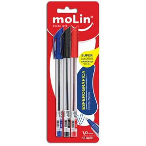 CANETA MOLIN ESFEROGRAFICA BLISTER C/3 1011