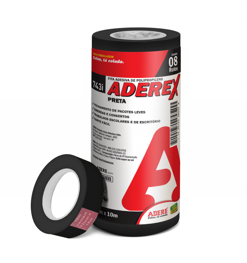 FITA DUREX ADERE 12X10 COLORIDA PRETO 743I
