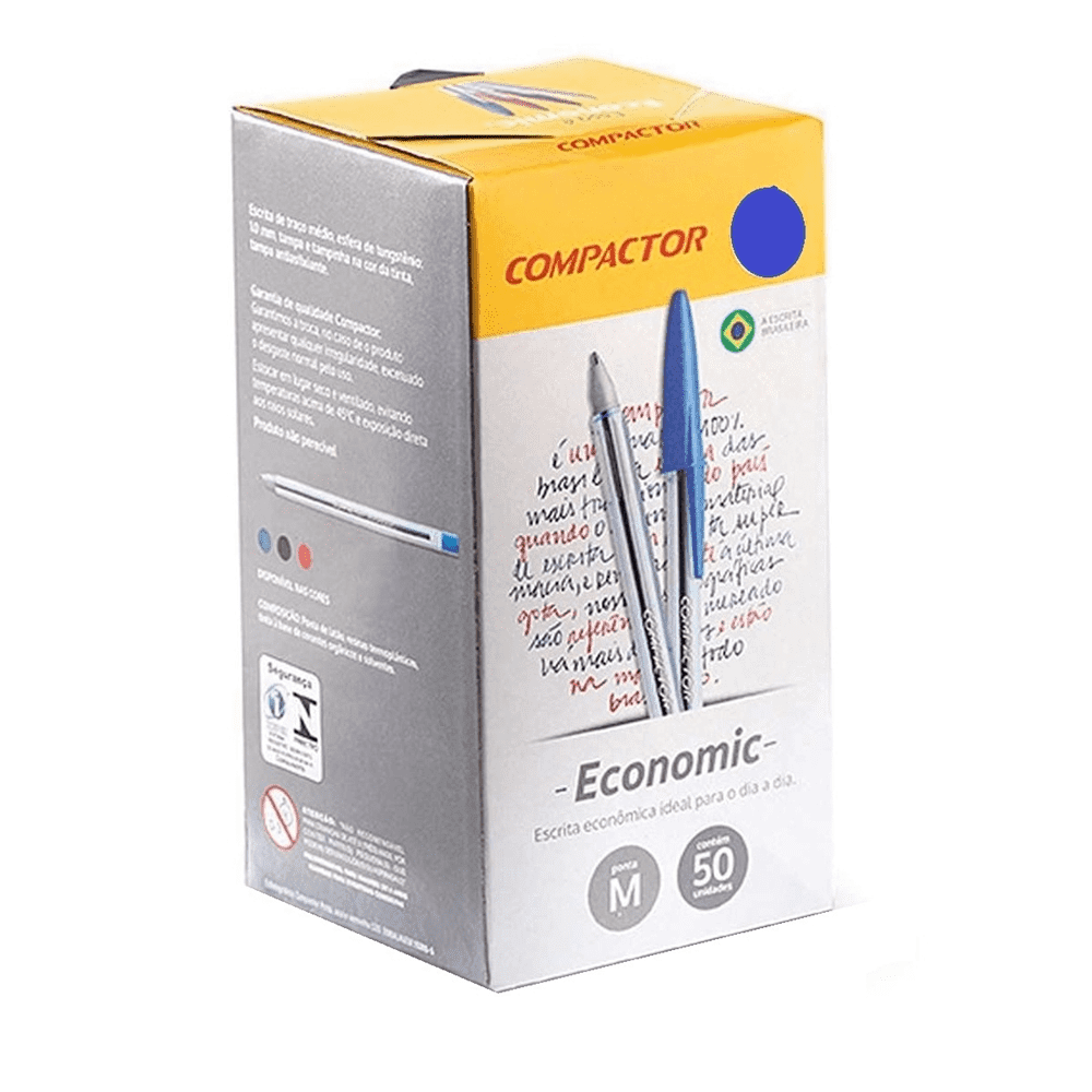 CANETA COMPACTOR ECONOMICA MEDIA AZUL