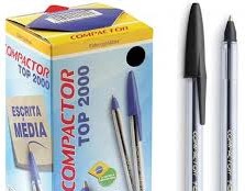 CANETA COMPACTOR TOP 2000  PRETO COM 100 UNIDADES
