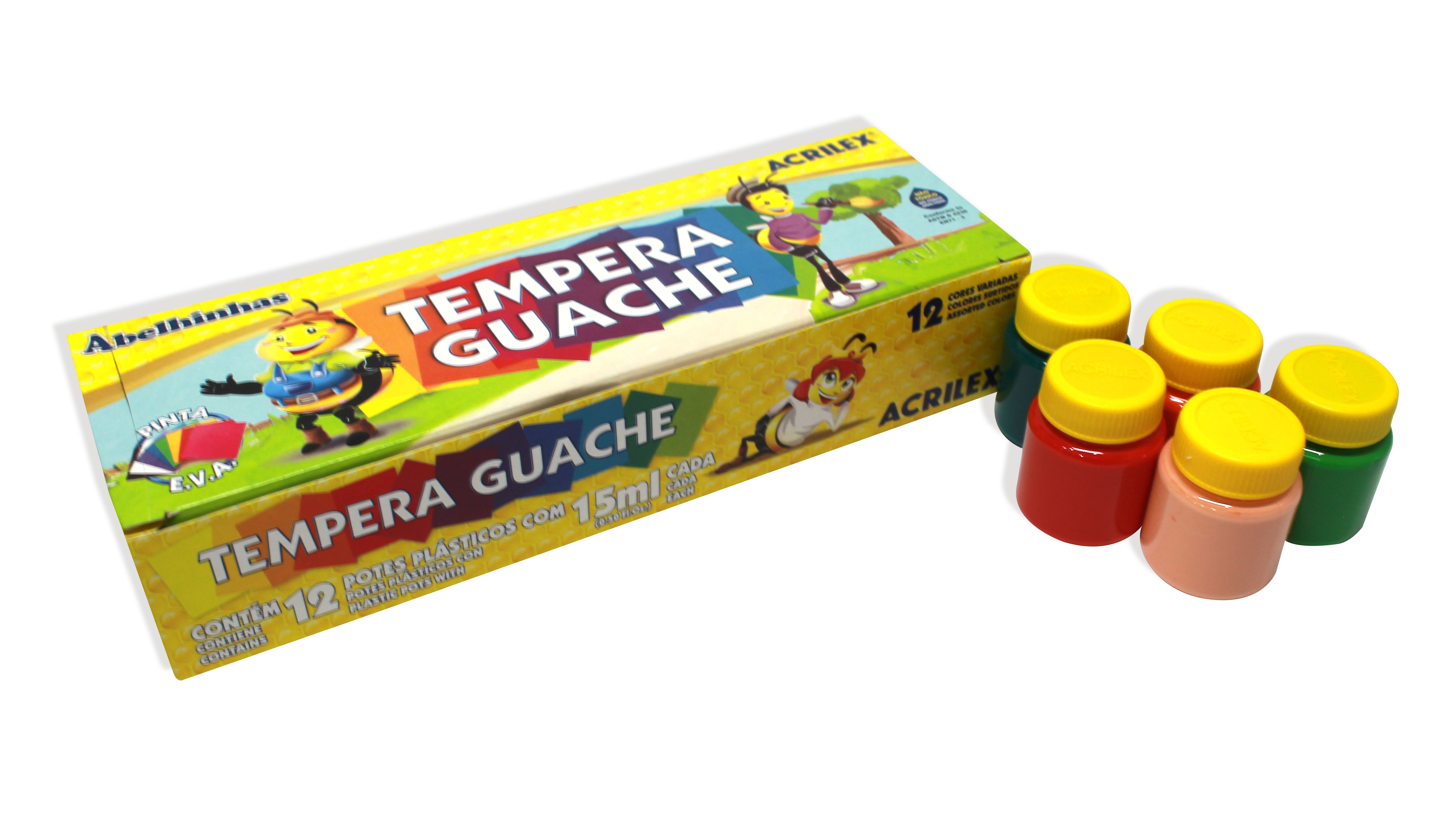 TEMPERA GUACHE 15ML ACRILEX 12 CORES 2012