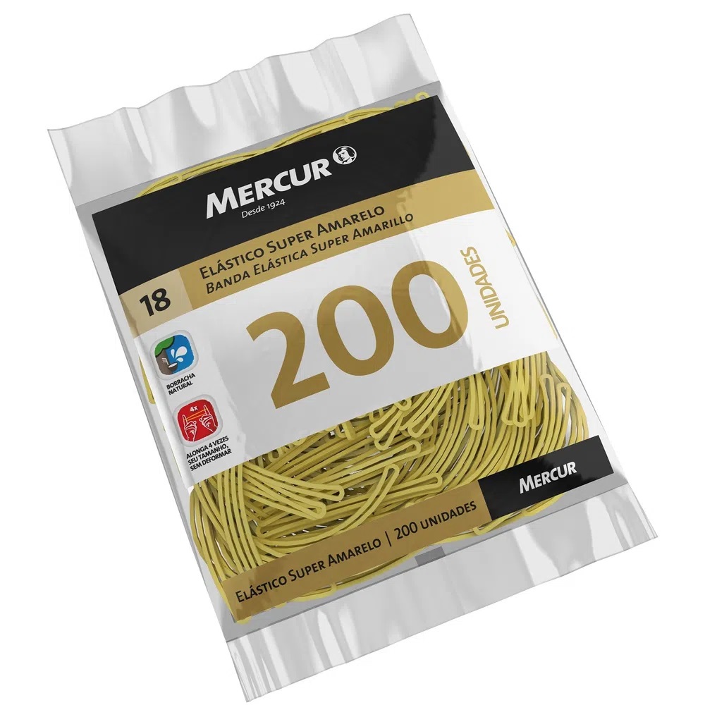 ELASTICO MERCUR N18 200PC SUPER AMARELO 0373
