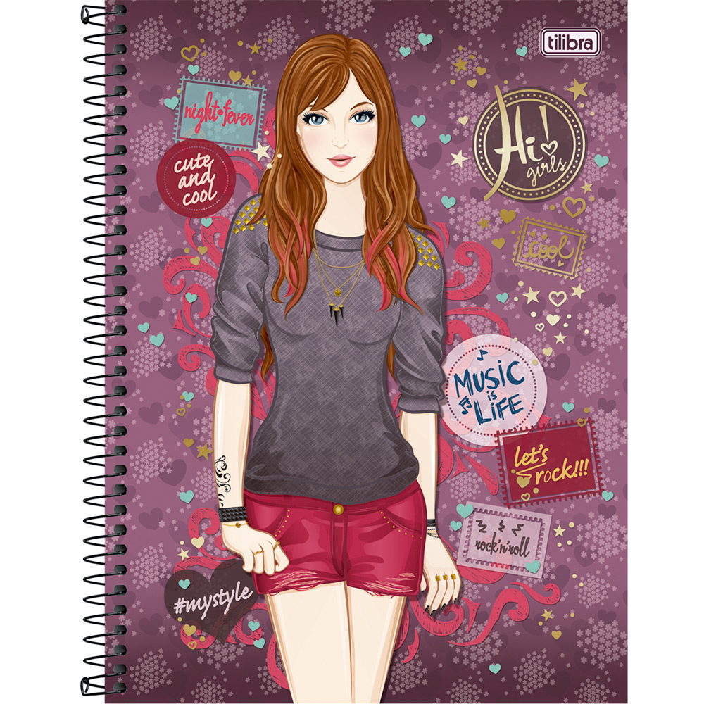 CADERNO TILIBRA 16.1 320FLS CAPA DURA HI GIRLS 119521