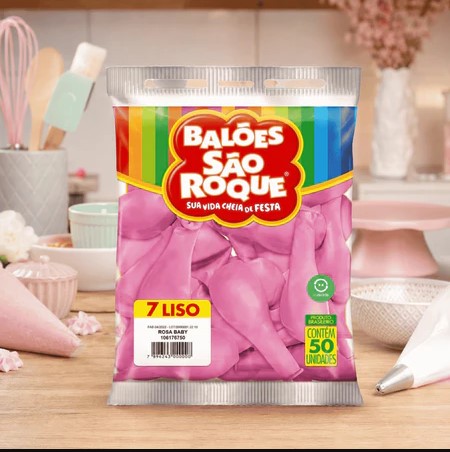 BALAO SAO ROQUE 7 LISO ROSA BABY