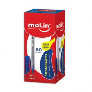 CANETA MOLIN ESFEROGRAFICA PONTA MEDIA AZUL 1028