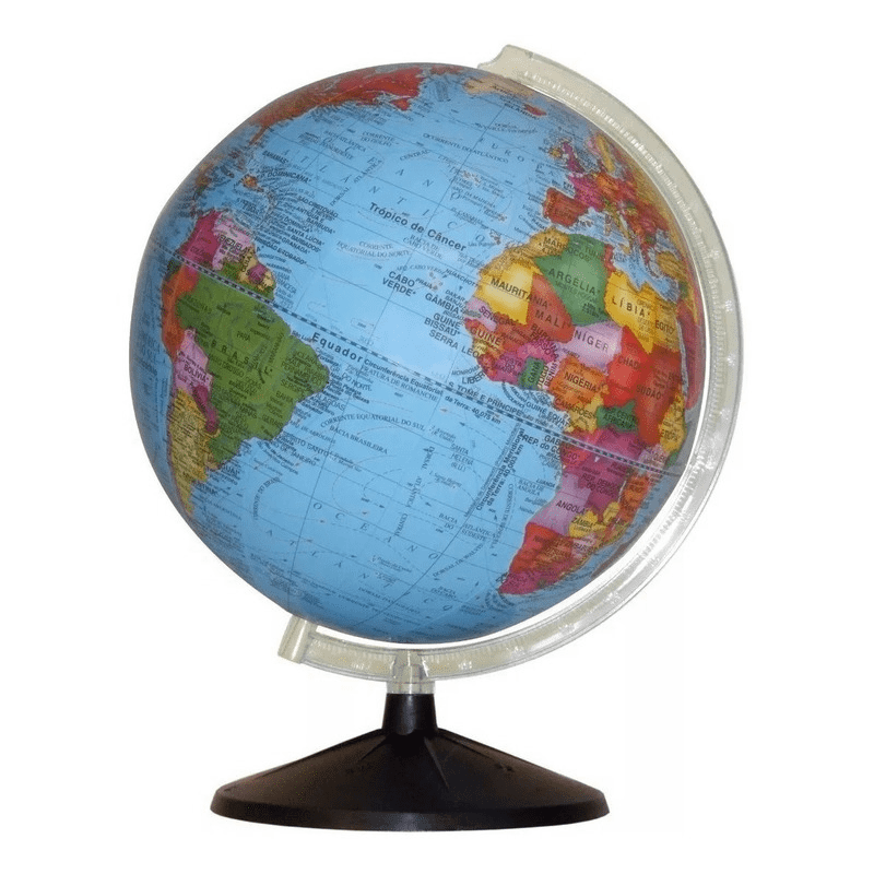 GLOBO TERRESTRE POLITICO 30CM C/PEDAL PRETO