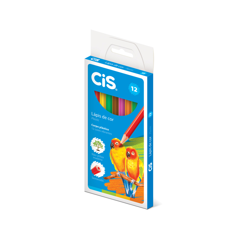 LAPIS DE COR CIS PLASTIC 12 CORES GRANDE