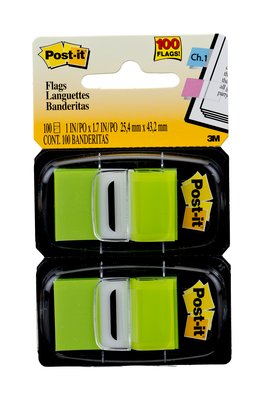 POST-IT 3M 25MMX43MM FLAGS 100F VERDE