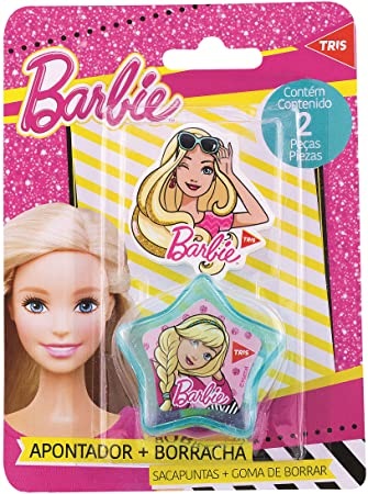 KIT ESCOLAR APONTADOR+ BORRACHA TRIS BASIC BARBIE 2 PC 630939