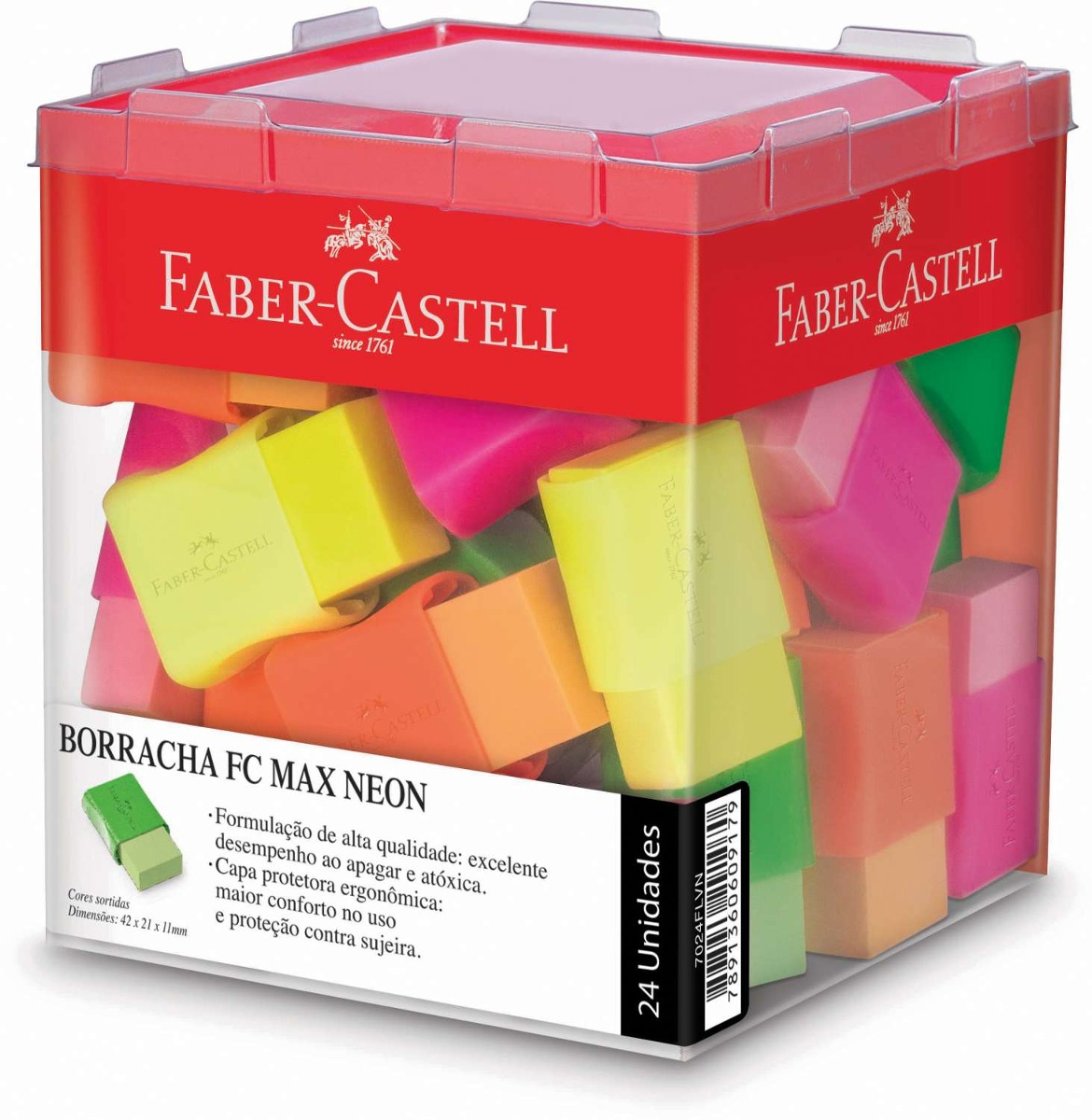 BORRACHA FABER CASTELL C/CINTA MAX NEON 7024FLVN