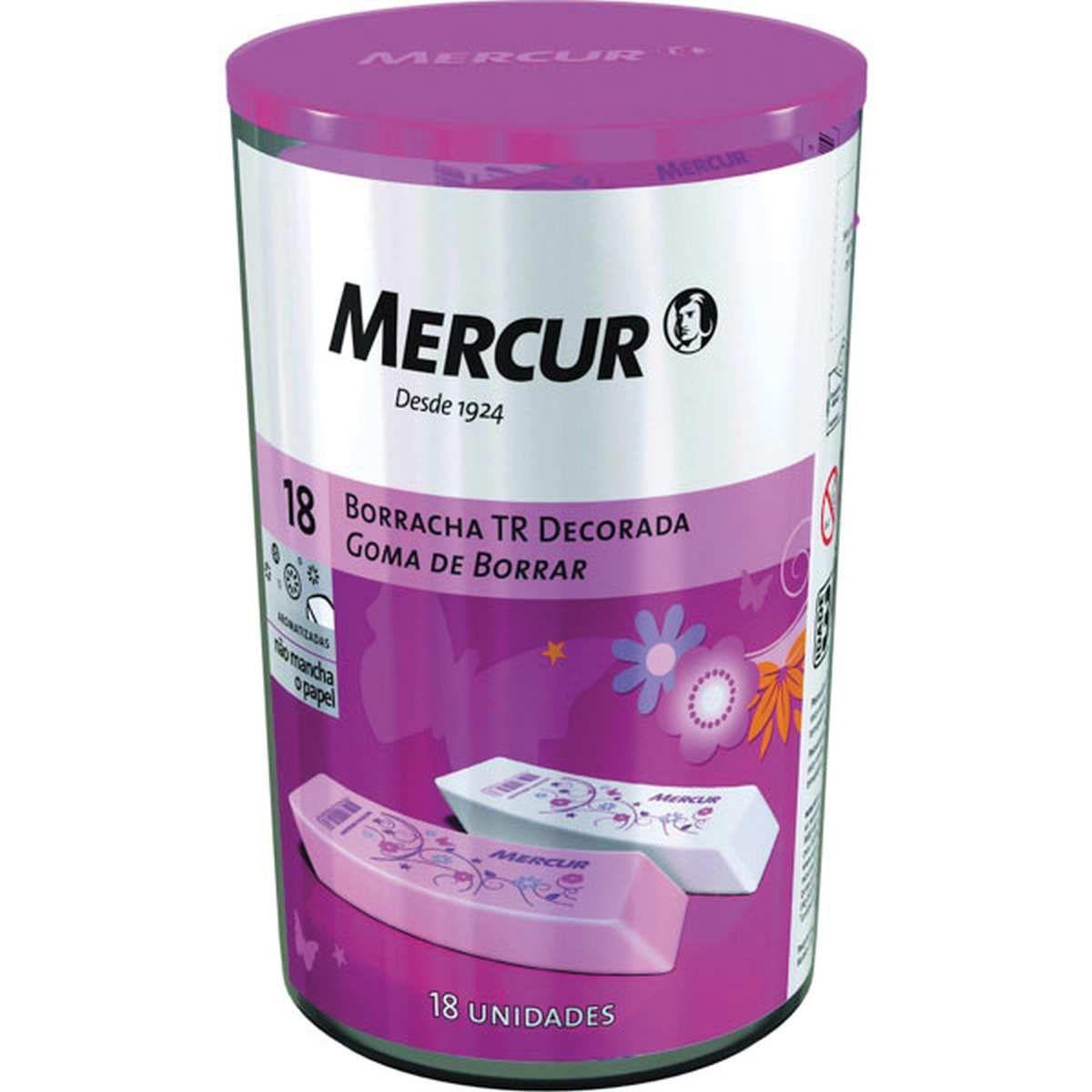 BORRACHA MERCUR DECOR ROSA/BRANCA POTE 18