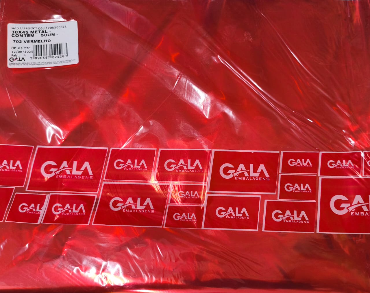 SACO GALA 30X45 C/50 1200-702 VERMELHO