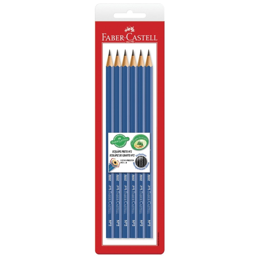 LAPIS FABER CASTELL BLISTER C/6 N2 SM/1210AZS