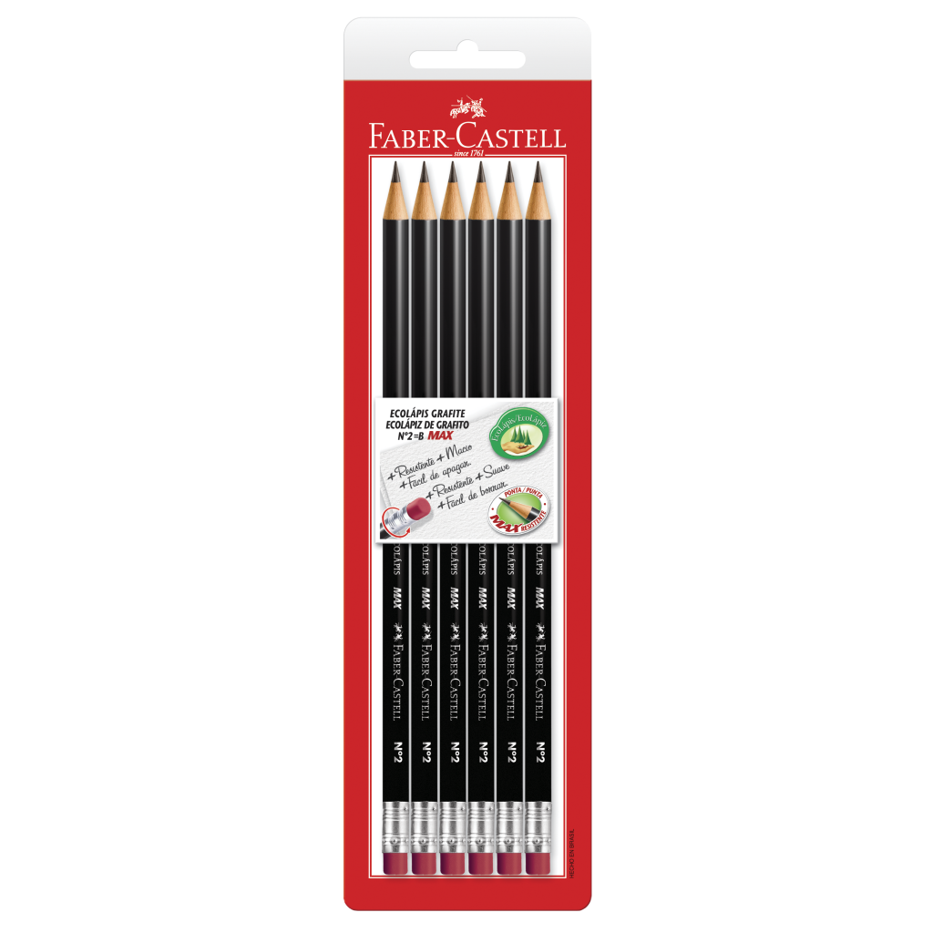 LAPIS FABER CASTELL BLISTER COM 6 UNIDADES COM BORRACHA SM/1205B