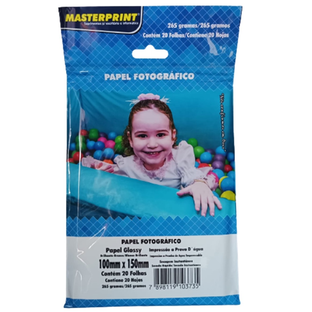 PAPEL FOTO 265G 10X15 MASTERPRINT COM 20FLS