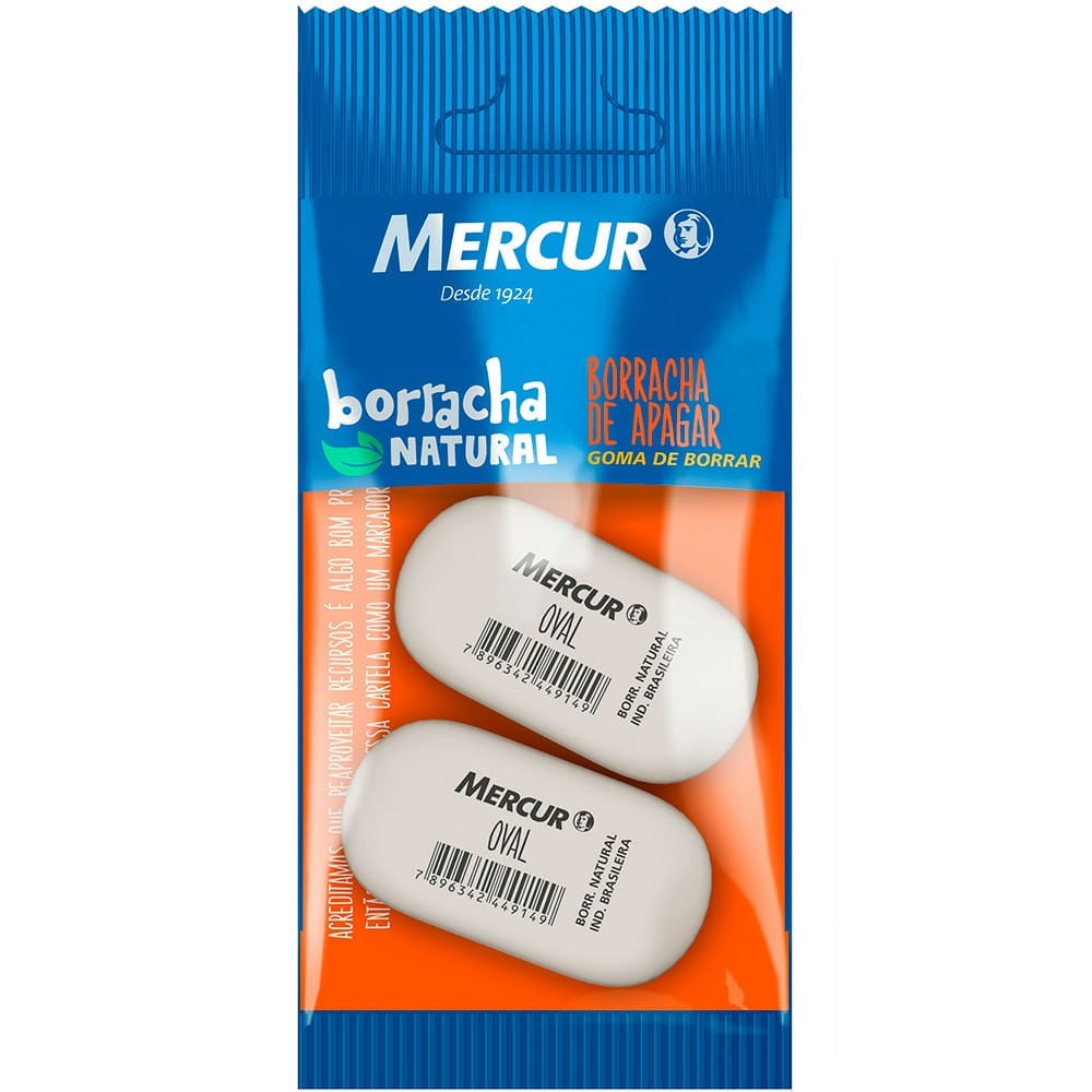 BORRACHA MERCUR OVAL BRANCA C/2 BLISTER