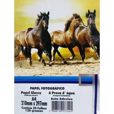PAPEL FOTO A4 130G MASTERPRINT ADESIVO COM 20 FOLHAS