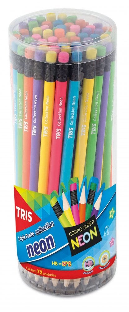 LAPIS TRIS COLLECTION NEON COM BORRACHA 643250