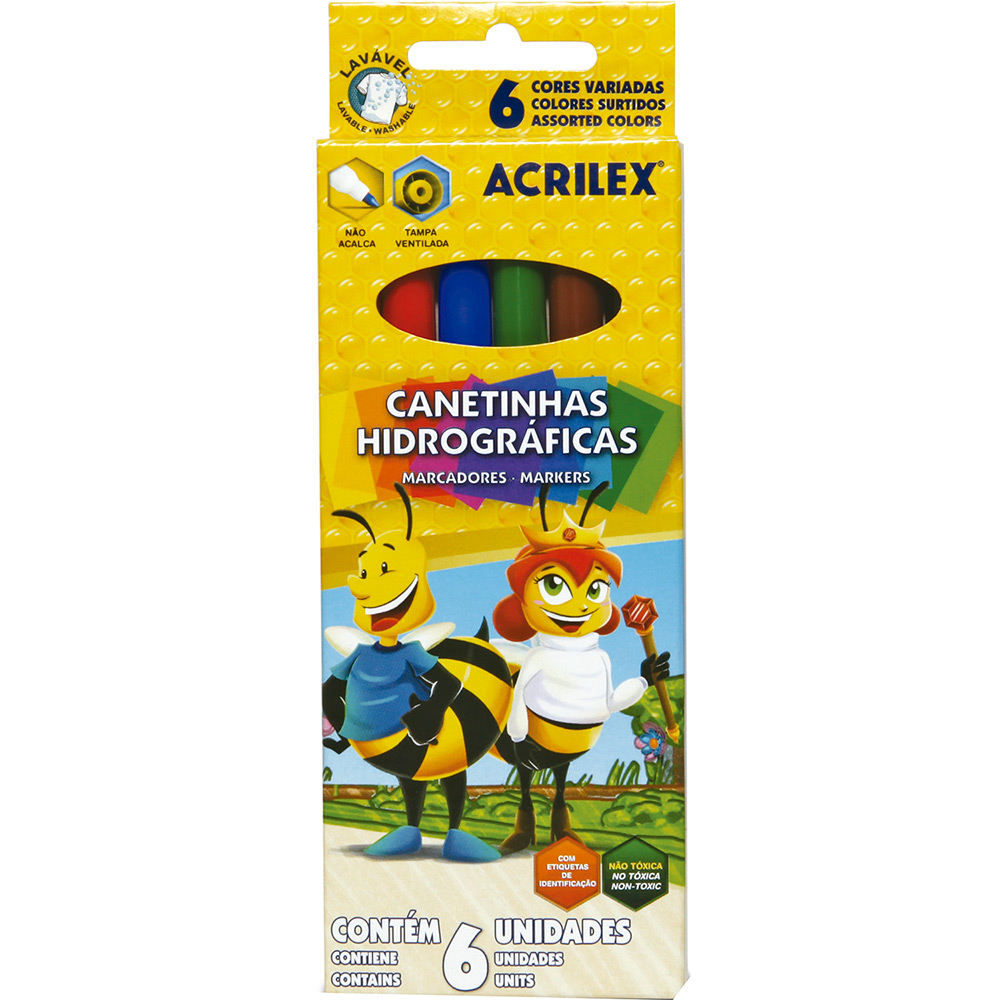 CANETA ACRILEX HIDROCOR C/6 ABELHA 6926