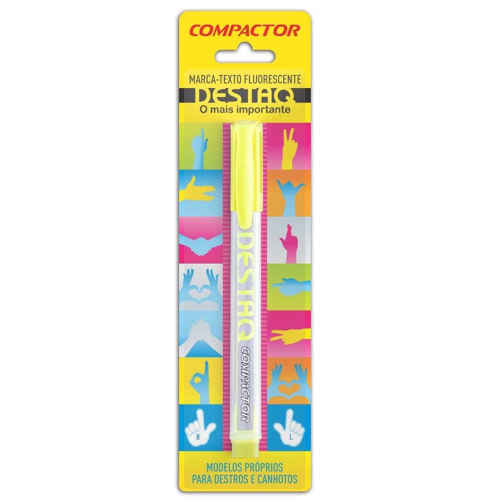 MARCA TEXTO COMPACTOR DESTAQ BLISTER AMARELO