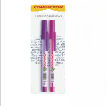 CANETA COMPACTOR 07 BLISTER C/2 PINK + VIOLETA