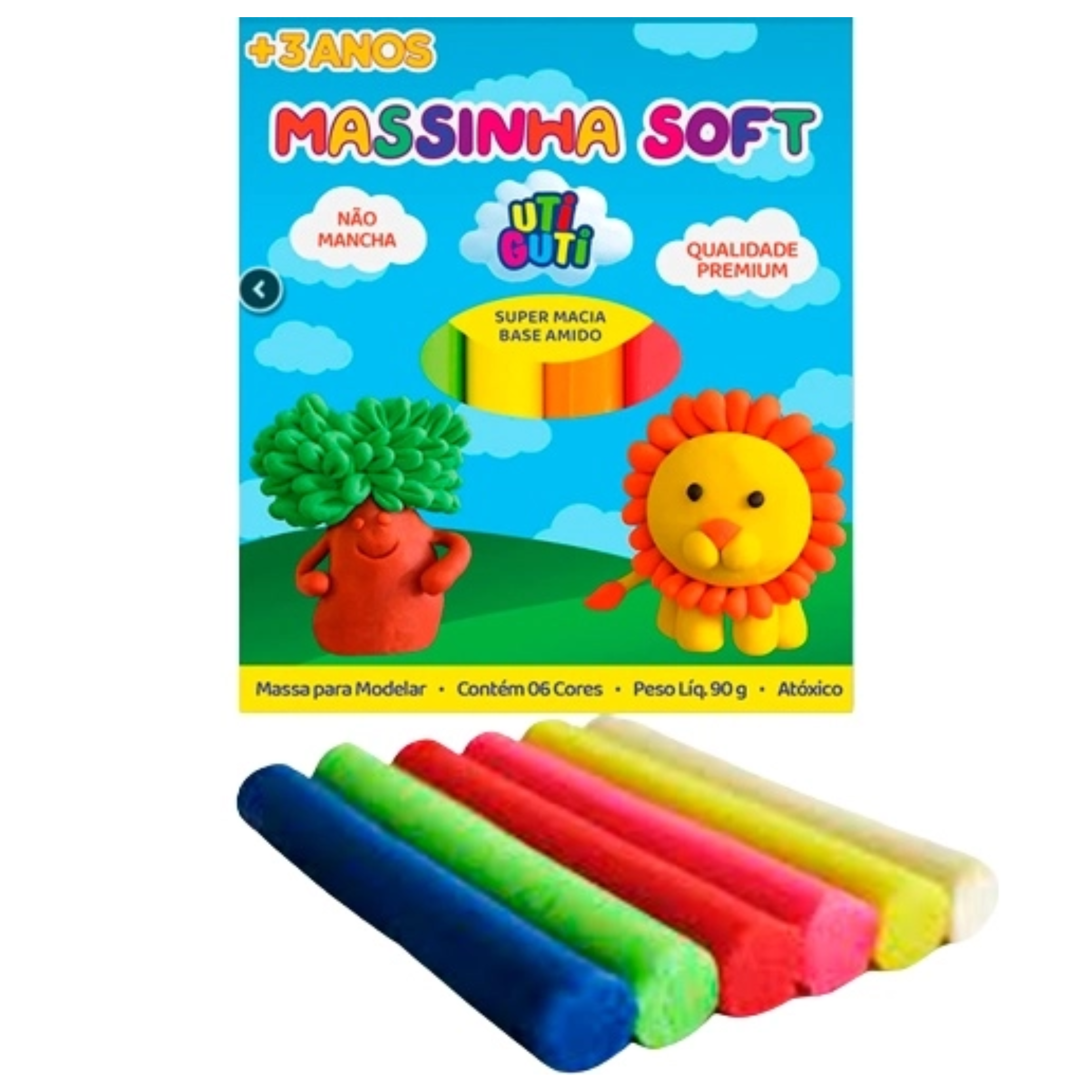 MASSA DE MODELAR UTI GUTI 90G 6 CORES
