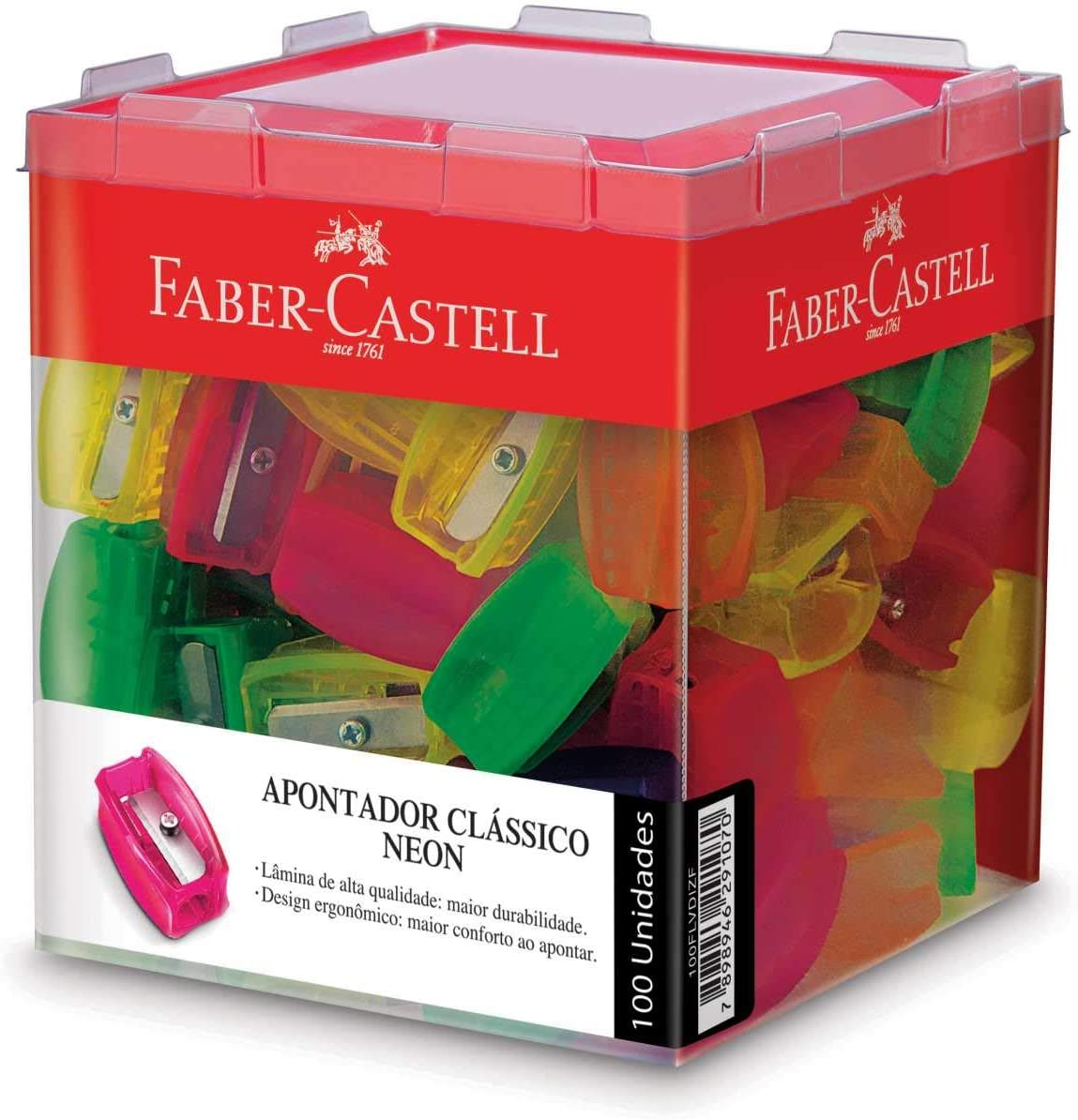 APONTADOR FABER CASTELL CLASSICO NEON SIMPLES 100FLVDIZF
