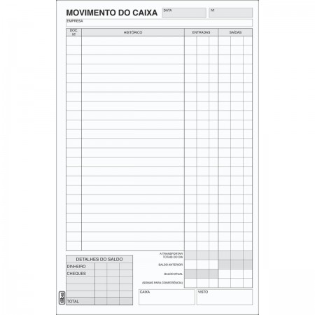 LIVRO TILIBRA MOVIMENTO DE CAIXA 1/8 PEQUENO 100FLS 156540