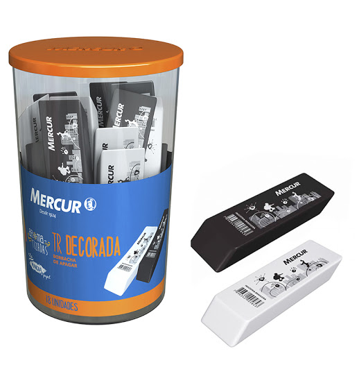 BORRACHA MERCUR DECOR PRETA/BRANCA