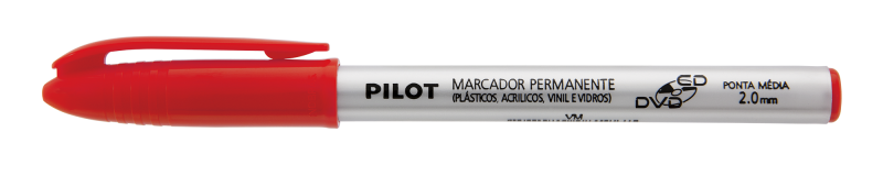 MARCADOR PERMANENTE CD/DVD PILOT 2M VERMELHO
