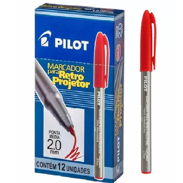 MARCADOR RETRO-PROJETOR 2MM PILOT VERMELHO