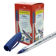 CANETA FABER CASTELL TRILUX PONTA MEDIA AZUL