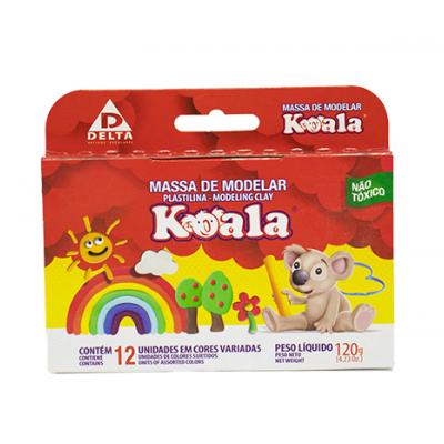MASSA DE MODELAR KOALA 12 CORES VARIADAS 120G  REF 2634