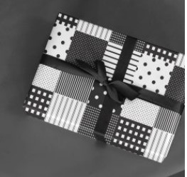 PAPEL PRESENTE VGESSELE C/10 FOLHAS PRETO E BRANCO ESTAMPADO 205