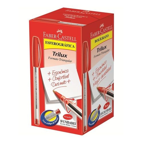 CANETA FABER CASTELL TRILUX PONTA MEDIA VERMELHA