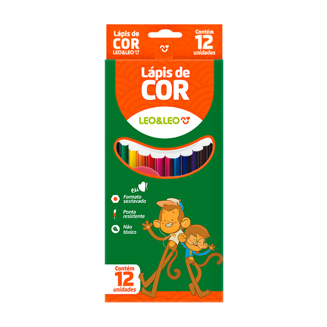 LAPIS DE COR LEO&LEO SEXTAVADO  COM 12 CORES GRANDE 4527