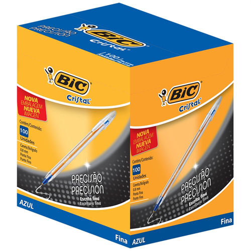 CANETA ESFEROGRAFICA BIC CRISTAL PRECIS?O, AZUL, PONTA FINA DE 0.8MM, 100, UNIDADES, CORPO HEXAGONAL  902452