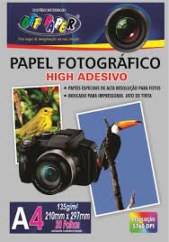 PAPEL FOTOGRAFICO GLOSSY A4 135G OFF PAPER ADESIVO PACOTE COM 20 FOLHAS