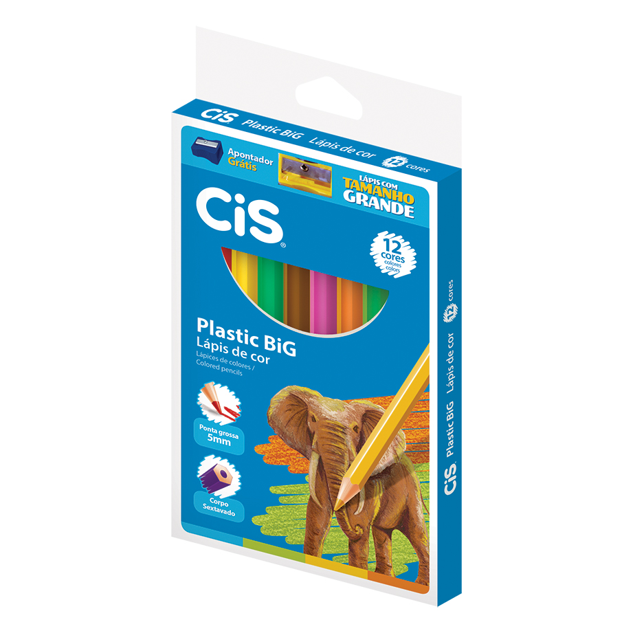 LAPIS DE COR CIS PLASTIC JUMBO COM 12+APONTADOR