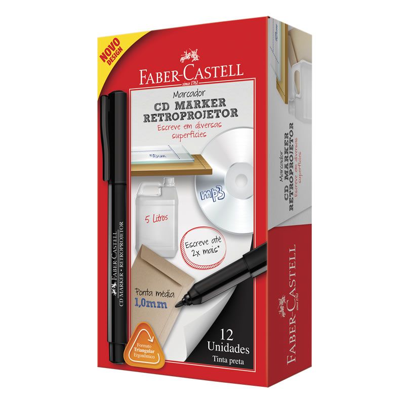 MARCADOR FABER CASTELL RETRO-PROJETOR 1MM PRETO