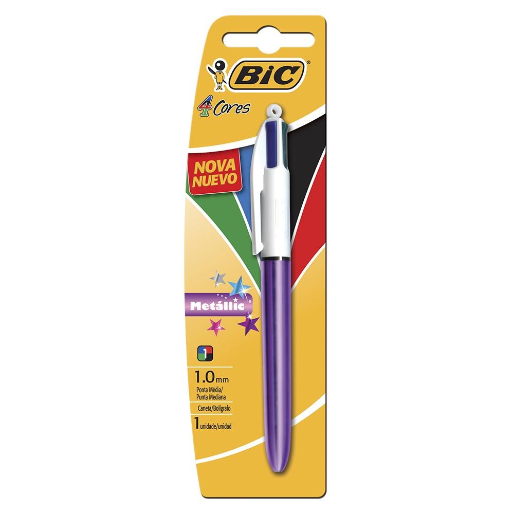 CANETA BIC BL 4 COR METALIC ROXA C/1 929816