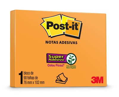POST-IT 3M 76X102 657 NEON 90FL LARANJA